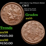1863 Liberty Cap Civil War Token Wilson's Medal 1c Grades Choice AU