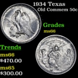 1934 Texas Old Commem Half Dollar 50c Grades GEM+ Unc