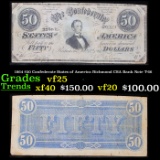 1864 $50 Confederate States of America Richmond CSA Bank Note T-66 Grades vf+