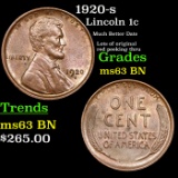 1920-s Lincoln Cent 1c Grades Select Unc BN