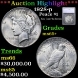 ***Auction Highlight*** 1928-p Peace Dollar $1 Graded ms65+ by SEGS (fc)