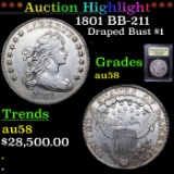***Auction Highlight*** 1801 Draped Bust Dollar BB-211 $1 Graded Choice AU/BU Slider by USCG (fc)