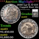 ***Auction Highlight*** 1830 Capped Bust Half Dollar Lg O, O-123 50c Graded ms62 by SEGS (fc)