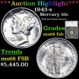 ***Auction Highlight*** 1943-s Mercury Dime 10c Graded ms68 fsb by SEGS (fc)