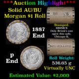 ***Auction Highlight***  AU/BU Slider Brinks Shotgun Morgan $1 Roll 1887 & P Ends Virtually UNC (fc)