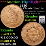 ***Auction Highlight*** 1810 Classic Head Large Cent 1c Graded Unc+ BN by USCG (fc)