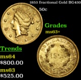 1853 fractional Gold BG430 50c grades Select+ Unc