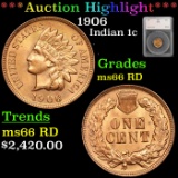 ***Auction Highlight*** 1906 Indian Cent 1c Graded ms66 RD by SEGS (fc)