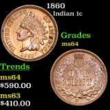 1860 Indian Cent 1c grades Choice Unc