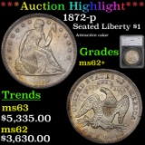 ***Auction Highlight*** 1872-p Seated Liberty Dollar $1 Graded ms62+ by SEGS (fc)