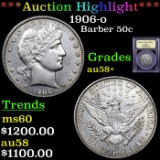 1906-o Barber Half Dollars 50c Graded Choice AU/BU Slider+ by USCG