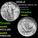 1926-d Standing Liberty Quarter 25c Grades Choice+ Unc