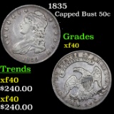 1835 Capped Bust Half Dollar 50c Grades xf