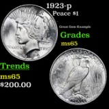 1923-p Peace Dollar $1 Grades GEM Unc
