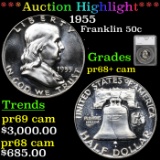 Proof ***Auction Highlight*** 1955 Franklin Half Dollar 50c Graded pr68+ cam by SEGS (fc)