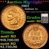 ***Auction Highlight*** 1907 Indian Cent 1c Graded ms66+ RD by SEGS (fc)