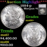 ***Auction Highlight*** 1884-p Morgan Dollar $1 Graded ms66+ by SEGS (fc)