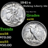 1941-s Walking Liberty Half Dollar 50c Grades Choice AU/BU Slider