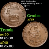 1837 I take the Responsibility Hard Times Token HT-72 1c Grades xf+