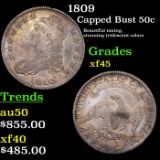 1809 Capped Bust Half Dollar 50c grades xf+