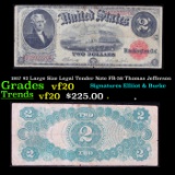 1917 $2 Large Size Legal Tender Note FR-58 Thomas Jefferson Grades vf, very fine