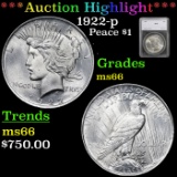 ***Auction Highlight*** 1922-p Peace Dollar $1 Graded ms66 by SEGS (fc)