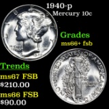 1940-p Mercury Dime 10c Grades GEM++ FSB