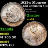 1923-s Monroe Old Commem Half Dollar 50c grades choice+ Unc