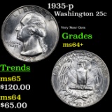 1935-p Washington Quarter 25c Grades Choice+ Unc