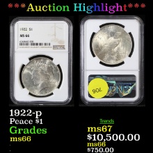NGC 1922-p Peace Dollar $1 Graded ms66 By NGC (fc)
