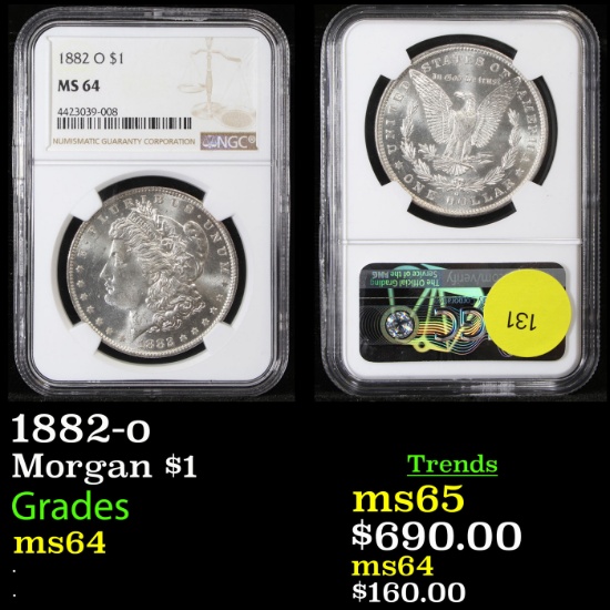 NGC 1882-o Morgan Dollar $1 Graded ms64 By NGC