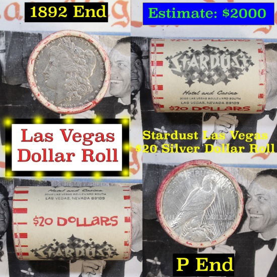 ***Auction Highlight*** Full Morgan/Peace Casino Las Vegas Stardust silver $1 roll $20, 1892 & P end