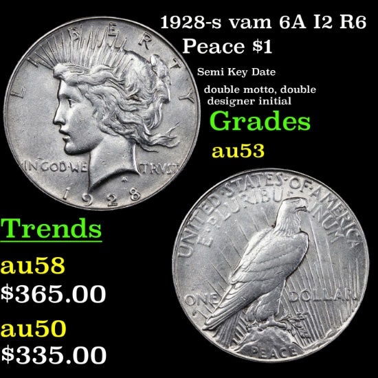 1928-s Peace Dollar vam 6A I2 R6 $1 Grades Select AU