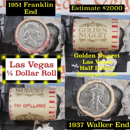 ***Auction Highlight*** Old Casino 50c Roll $10 Halves Las Vegas Casino Golden Nugget 1937 Walker &