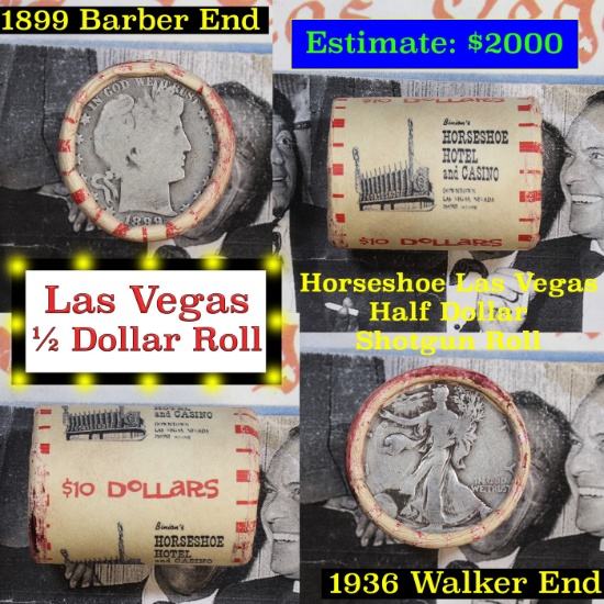 ***Auction Highlight*** Old Casino 50c Roll $10 Halves Las Vegas Casino Horseshoe 1936 Walker & 1899