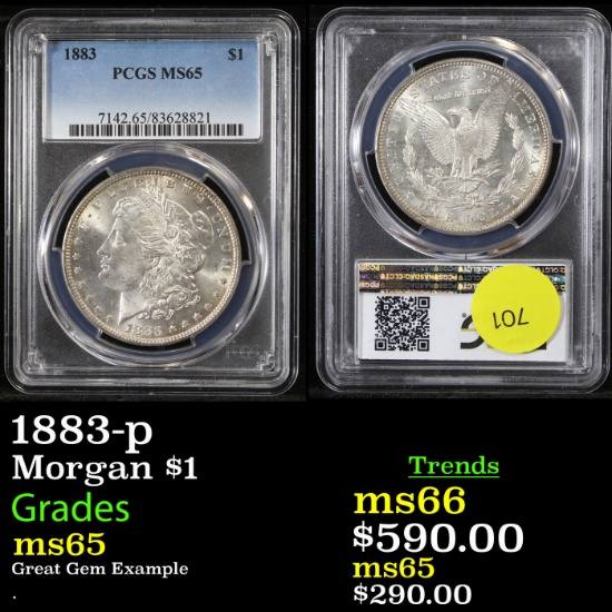 PCGS 1883-p Morgan Dollar $1 Graded ms65 By PCGS