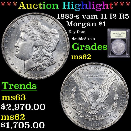 ***Auction Highlight*** 1883-s Morgan Dollar vam 11 I2 R5 $1 Graded Select Unc By USCG (fc)