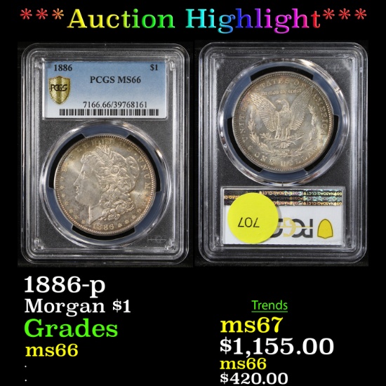 ***Auction Highlight*** PCGS 1886-p Morgan Dollar $1 Graded ms66 By PCGS (fc)