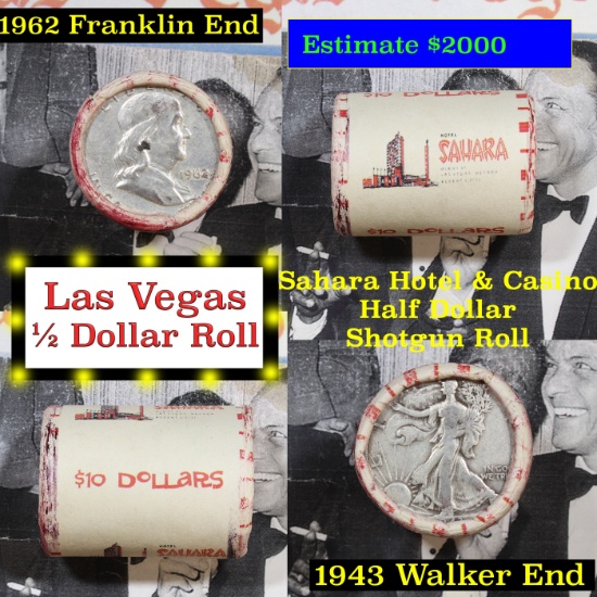 ***Auction Highlight*** Old Casino 50c Roll $10 Halves Las Vegas Casino Sahara 1943 Walker & 1962 Fr