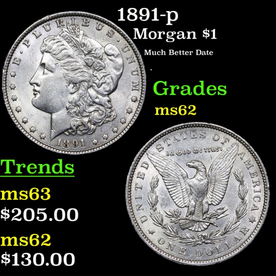 1891-p Morgan Dollar $1 Grades Select Unc