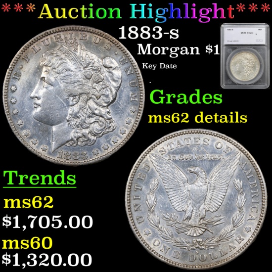***Auction Highlight*** 1883-s Morgan Dollar $1 Graded ms62 details By SEGS (fc)