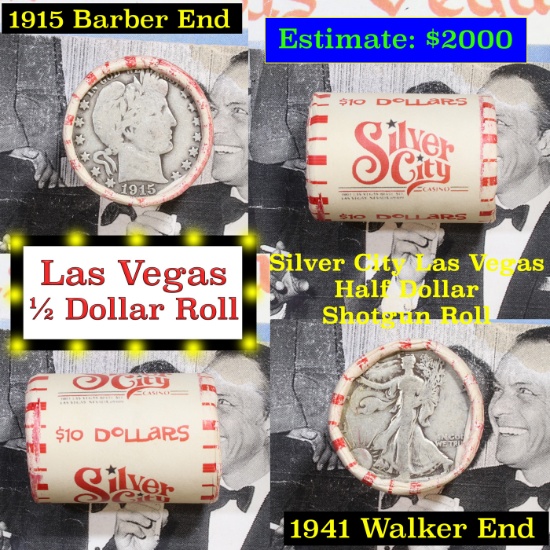 ***Auction Highlight*** Old Casino 50c Roll $10 Halves Las Vegas Casino Silver City 1915 Barber & 19