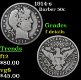 1914-s Barber Half Dollars 50c Grades f details