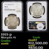 1921-p Morgan Dollar 1 Graded ms66 By NGC