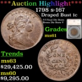 ***Auction Highlight*** 1798 Draped Bust Large Cent s-167 1c Graded ms61 By SEGS (fc)