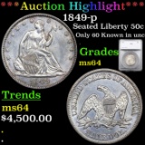 ***Auction Highlight*** 1849-p Seated Half Dollar 50c Graded ms64 By SEGS (fc)