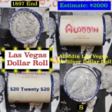 ***Auction Highlight*** Full Morgan/Peace Casino Las Vegas Aladdin silver $1 roll $20, 1897 & S end