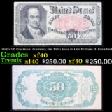 1870's US Fractional Currency 50c Fifth Issue fr-1381 William H. Crawford Grades xf