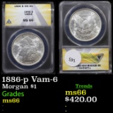 ANACS 1886-p Morgan Dollar Vam-6 1 Graded ms66 By ANACS