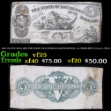 1862 $5 FIVE DOLLARS THE STATE OF LOUISIANA BATON ROUGE, LA OBSOLETE Currency CR-10 Grades vf+